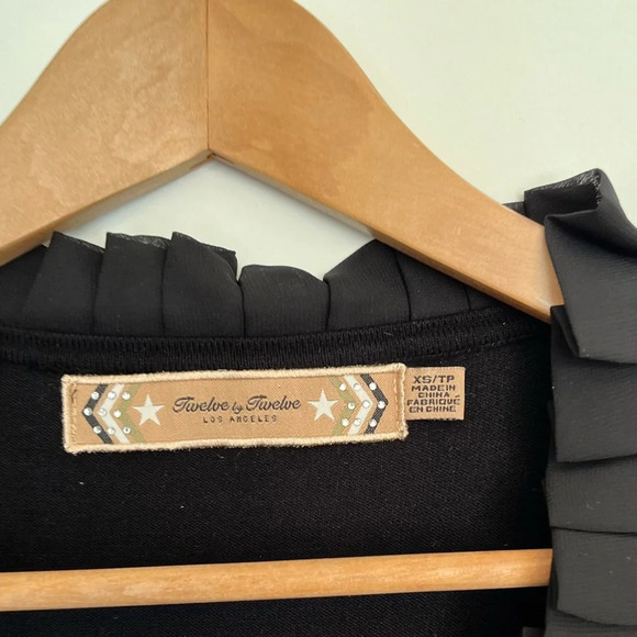 Twelve by twelve Black Ruffled Zip-Up Cardigan size XS - Picture 3 of 5